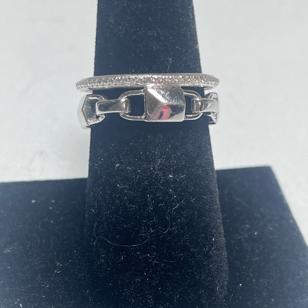 Michael Kors Silver Link And Pave Stackable Ring … - image 1
